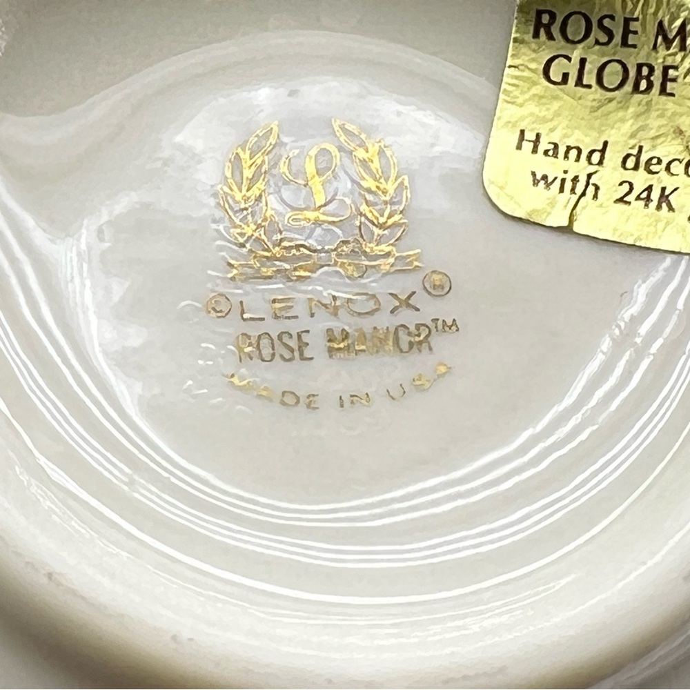 Lenox Rose Manor Vase Ceramic 24K Gold Trim Hand Painted Globe Round Cottage - Picture 12 of 12